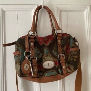 Fossil Maddox Tapestry satchel crossbody bag